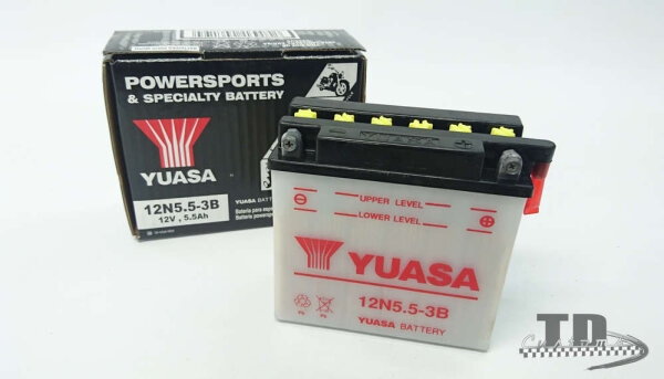 Yuasa Batterie 12N5-5-3B, 12 V, 6 A, standard, ohne S&auml;urepack, 130x60x135