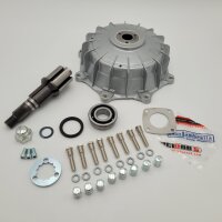 Rear brake drum incl. main shaft + bearings CASA PERFORMANCE Octopus Multispline Lambretta - painted silver
