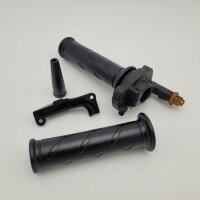 Short-stroke throttle handle DOMINO Racing 90&deg; &Oslash; 22/22 mm, aluminum, black/gold, handles: black, 1.9&deg; quickness, parallel cable guide