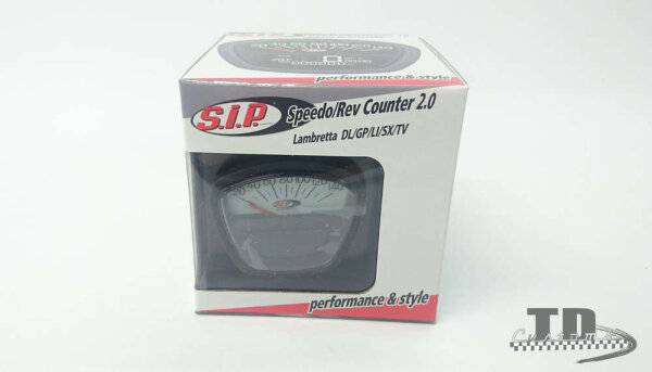 Tachometer / speedometer SIP 2.0 for Lambretta Series 3 black / white