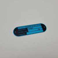 Nameplate OEM Vespa Piaggio &amp; Co Genoa (80x25x0.5mm) - round (blue protective film)
